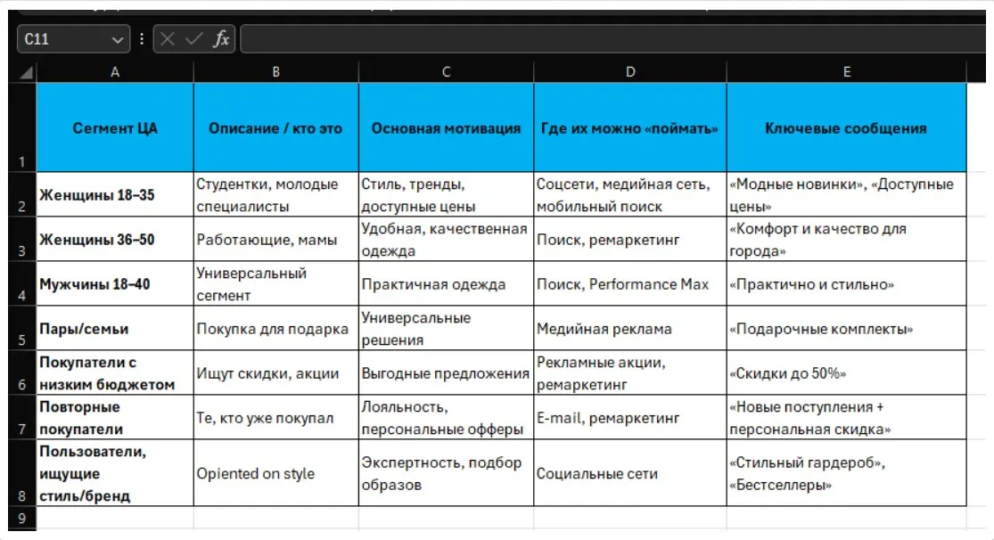 Анализ целевой аудитории