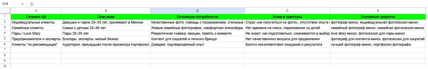 Анализ целевой аудитории