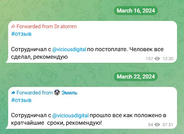 Скриншот отзыва клиента 2