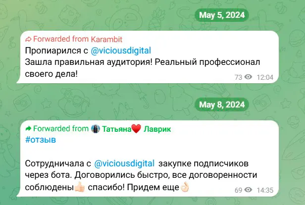 Скриншот отзыва клиента 9